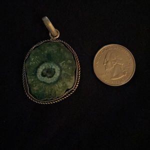 Green solar quartz to include 18 or 20 inch silver chain